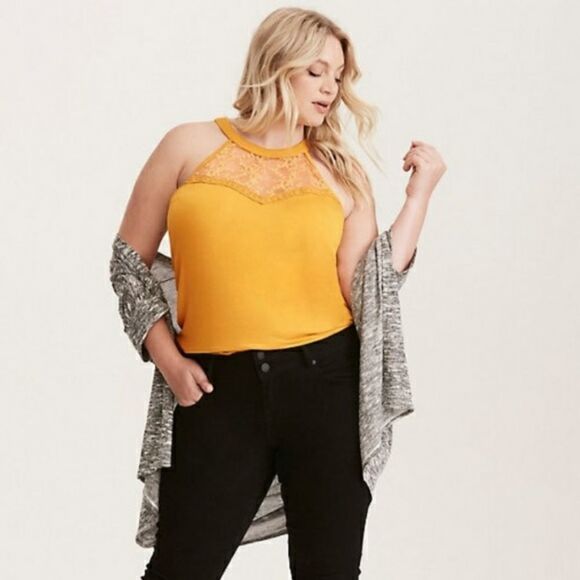 Torrid super soft lace inset tank size 1 1x Butter Yellow - Picture 2 of 7
